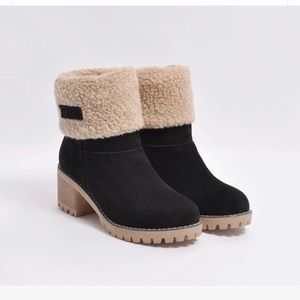 Black suede folded boots